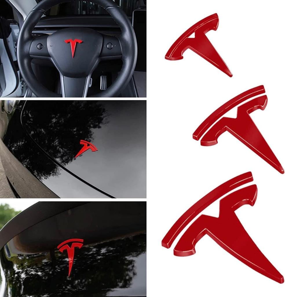 3 Pcs set logo covers ABS Tesla Model 3 & Y
