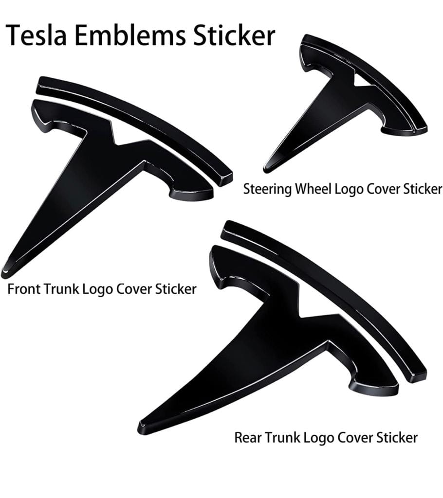 3 Pcs set logo covers ABS Tesla Model 3 & Y